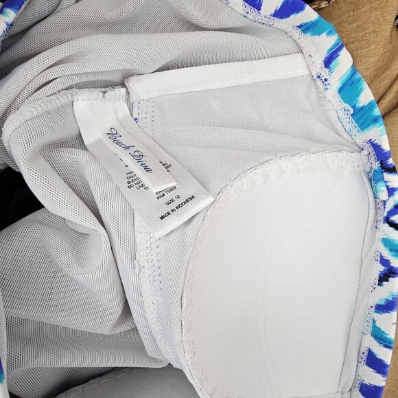 Beach Diva Women's One Piece Swimsuit Size 12 Blue Strapless Padded Swim - Picture 6 of 7